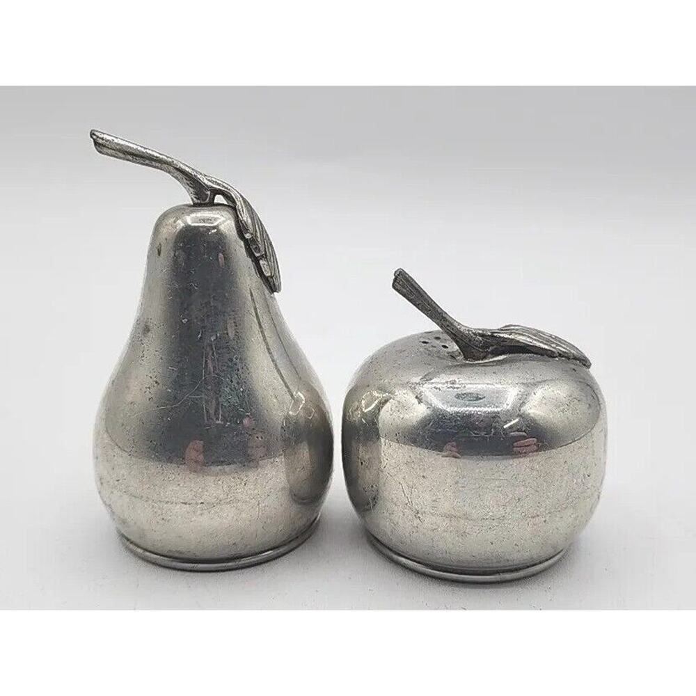 Vintage WEB‎ Pewter Pear and Apple Salt and Pepper Shakers PB192